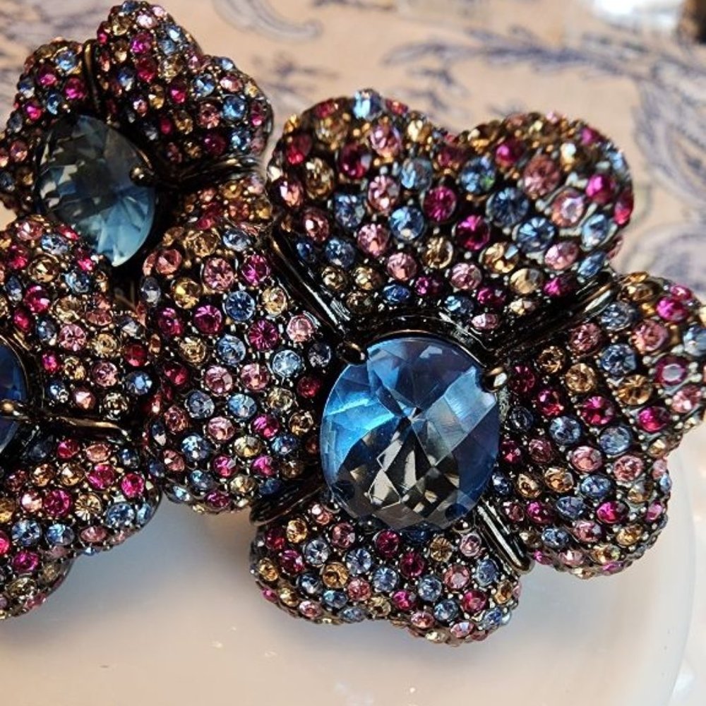 JOAN BOYCE CRYSTAL SAPPHIRE CENTER STONE RING AND EARRINGS - NEW WITH TAGS